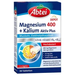 Abtei Magnesium 400 + Kalium Tabletten, 30 St