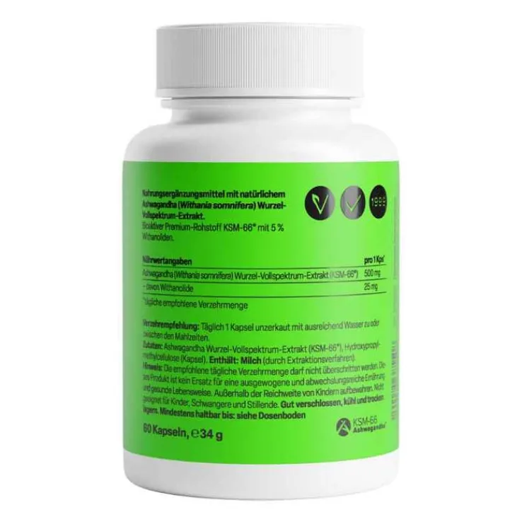 Ashwagandha Extrakt 500 mg Kapseln, 60 St