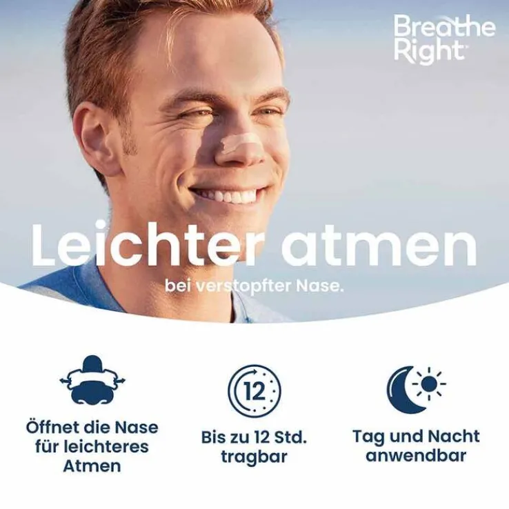 Besser Atmen Breathe Right Nasenpflaster normal transparent , 10 St