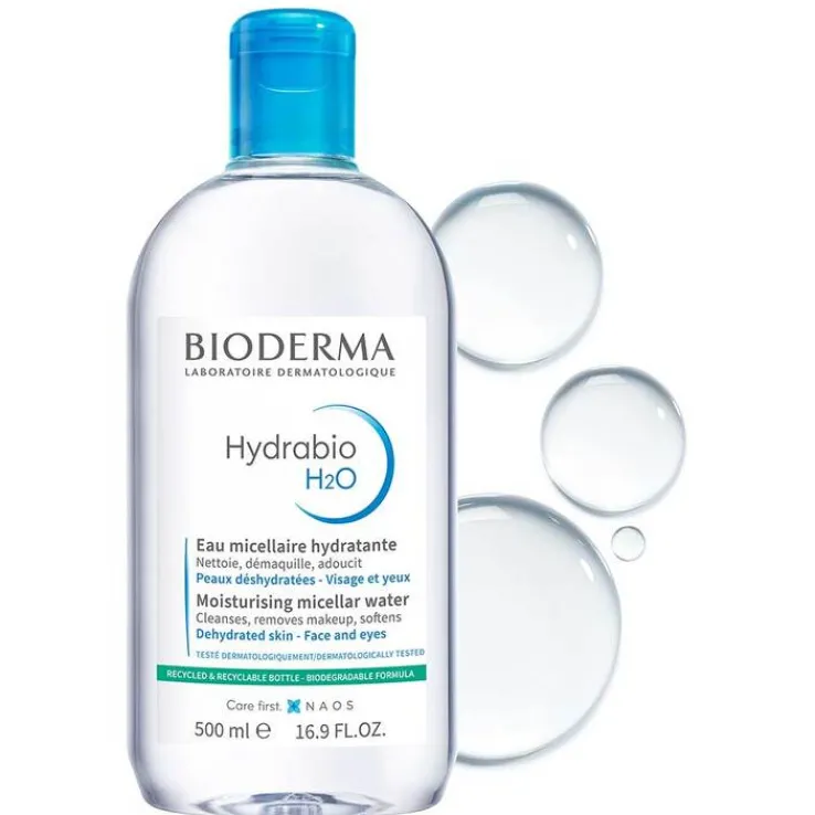 Bioderma Hydrabio H2O Mizellen-Reinigungslösung für feuchtigkeitsarme Haut, 500 ml