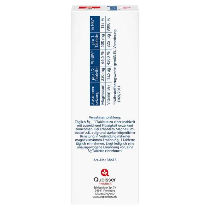 Doppelherz Magnesium 500 + B12 2-Phasen Depot Tabletten , 120 St