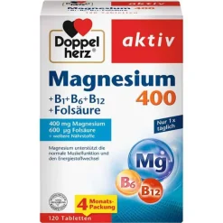 Doppelherz Magnesium 400 + B1 + B6 + B12 + Folsäure Tabletten , 120 St