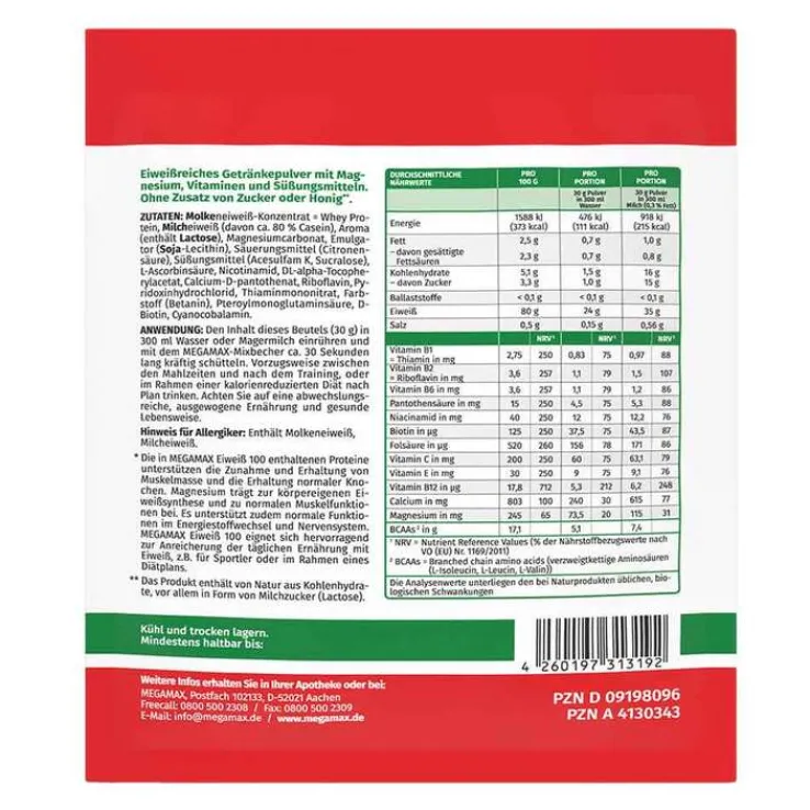 Eiweiss 100 Himbeer Megamax Pulver, 30 g