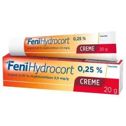 FeniHydrocort Creme 0,25 %, Hydrocortison 2,5 mg/g, wirksam bei Hautentzündungen, 20 g