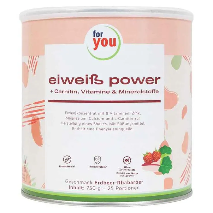 For You Eiweiß Power Erdbeer-Rhabarber, 750 g