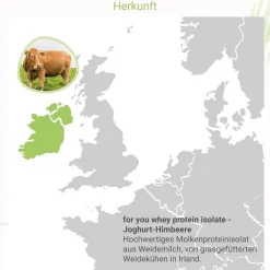 For You whey protein isolate Joghurt-Himbeere Pulver , 600 g