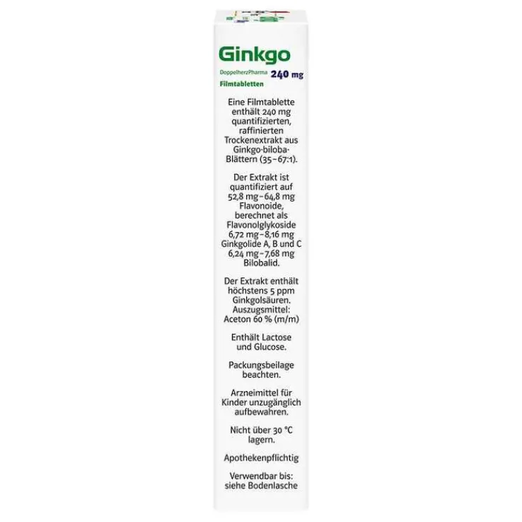 Ginkgo DoppelherzPharma 240 mg Filmtabletten, 30 St