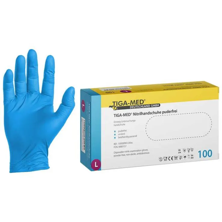 Handschuhe Einweg Nitril puderfrei Größe L, 100 St