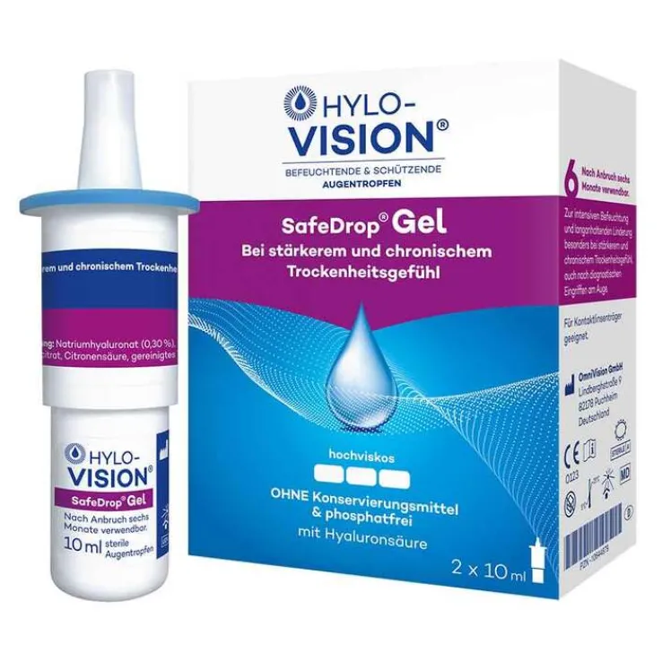 Hylo-Vision Safedrop Gel Augentropfen, 2X10 ml