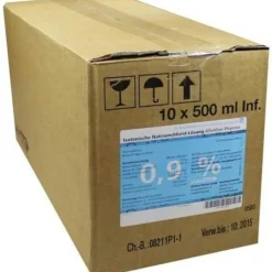 Kochsalzlösung 0,9% Glasflasche Infusionslösung, 10X500 ml