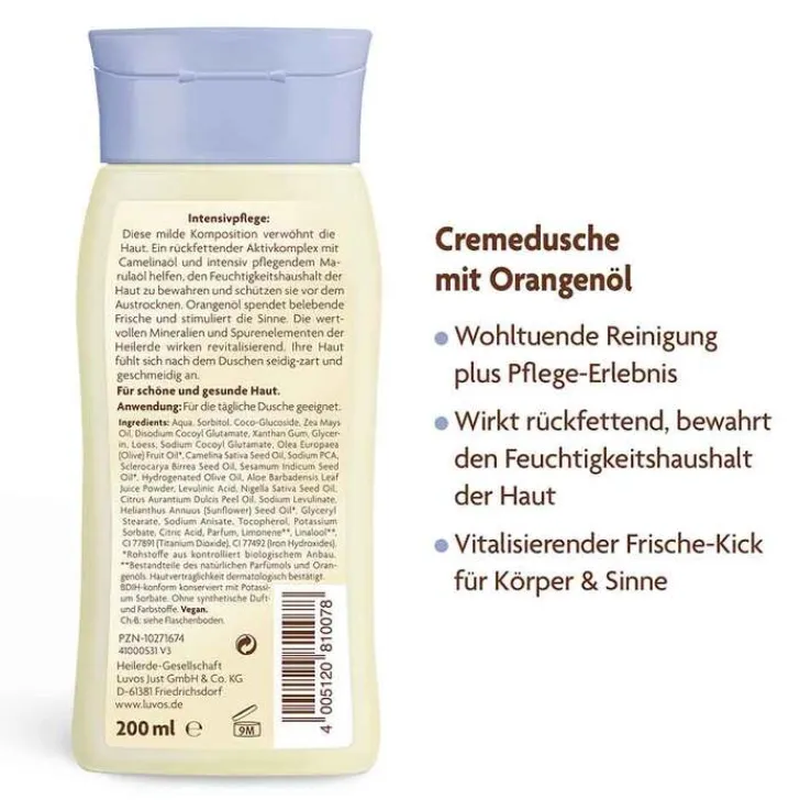 Luvos Naturkosmetik Cremedusche mit Orangenöl, 200 ml