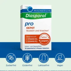 Magnesium Diasporal pro D3 + K2 Depot Muskel + Knochen Tabletten, 30 St