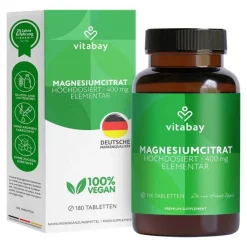 Magnesiumcitrat 200 mg vegan hochdosiert Tabletten, 180 St