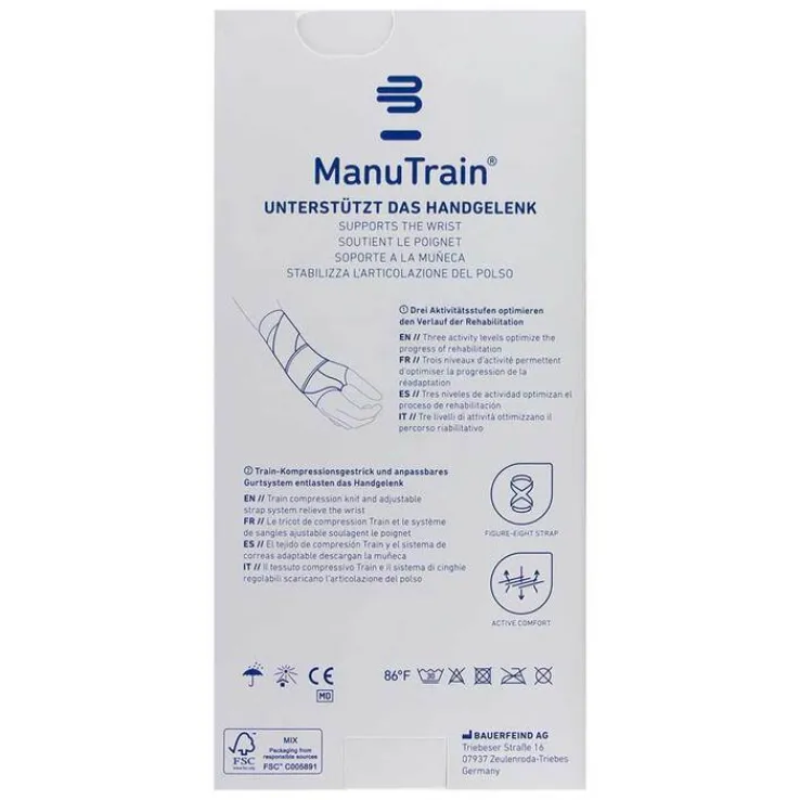 Manutrain Handgelenkbandage Größe 4 rechts schwarz, 1 St