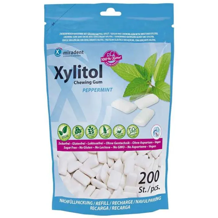 Miradent Xylitol Chewing GUM Minze Nachfüllpackung, 200 St