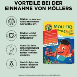 Möller`s Omega-3 Gelee Fisch Erdbeere Kautabletten, 36 St
