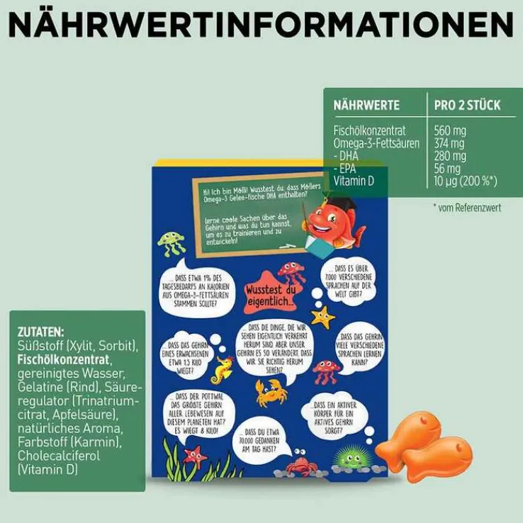 Möller`s Omega-3 Gelee Fisch Erdbeere Kautabletten, 36 St