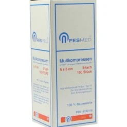 Mullkompressen ES 5x5 cm unsteril 8-fach, 100 St