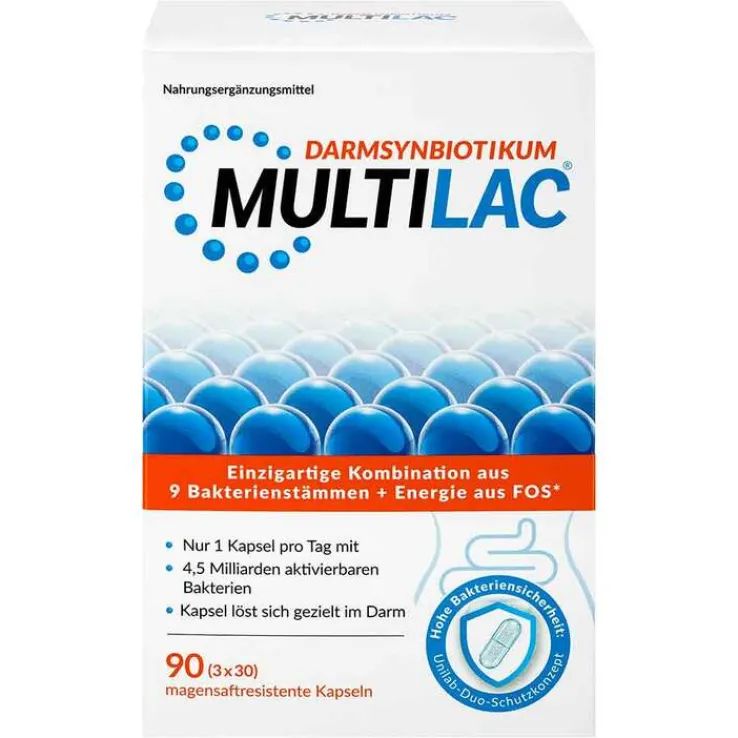 Multilac Synbiotikum magensaftresistent Kapseln, 3X30 St