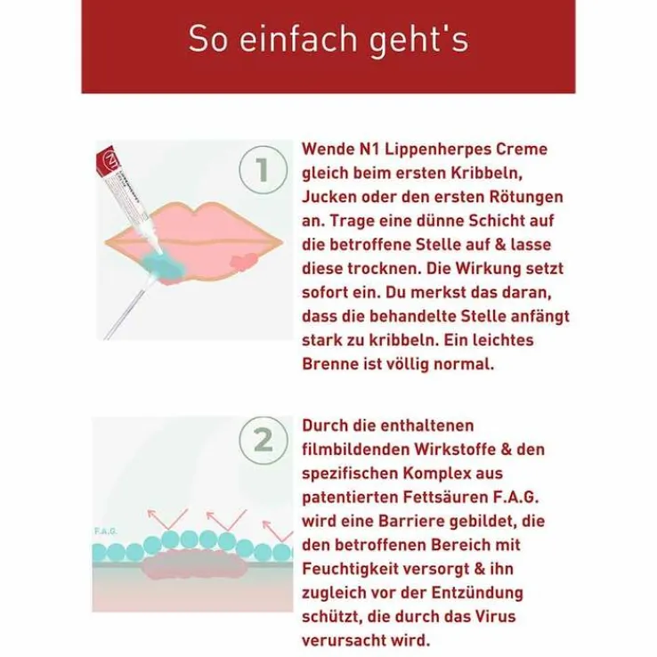 N1 Lippenherpes Creme, Packungsgröße 4 g, 2 g