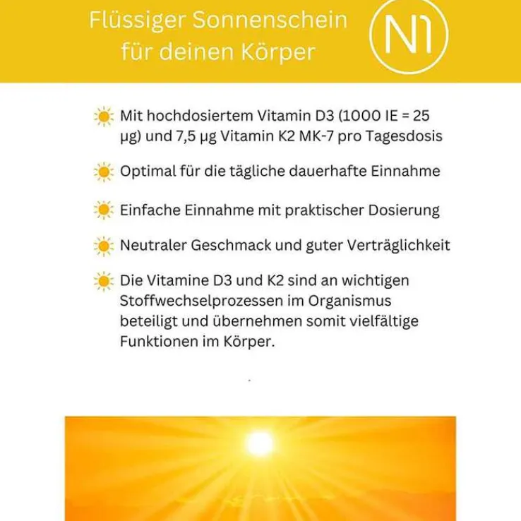 N1 Vitamin D3 + K2 Tropfen, 20 ml