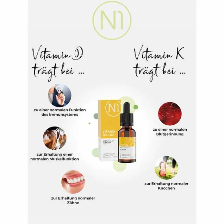 N1 Vitamin D3 + K2 Tropfen, 20 ml