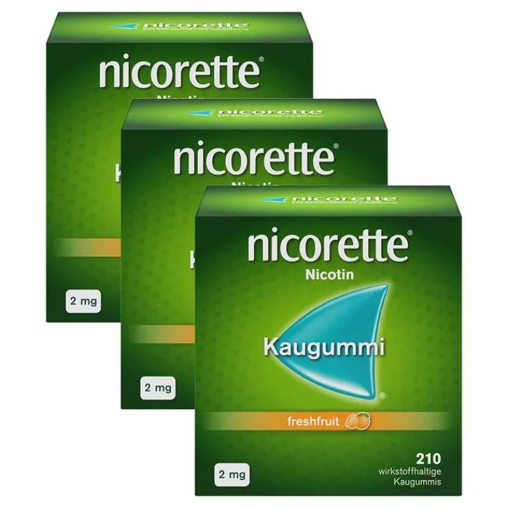 nicorette Kaugummi freshfruit, 2 mg Nikotin, 3x210 St
