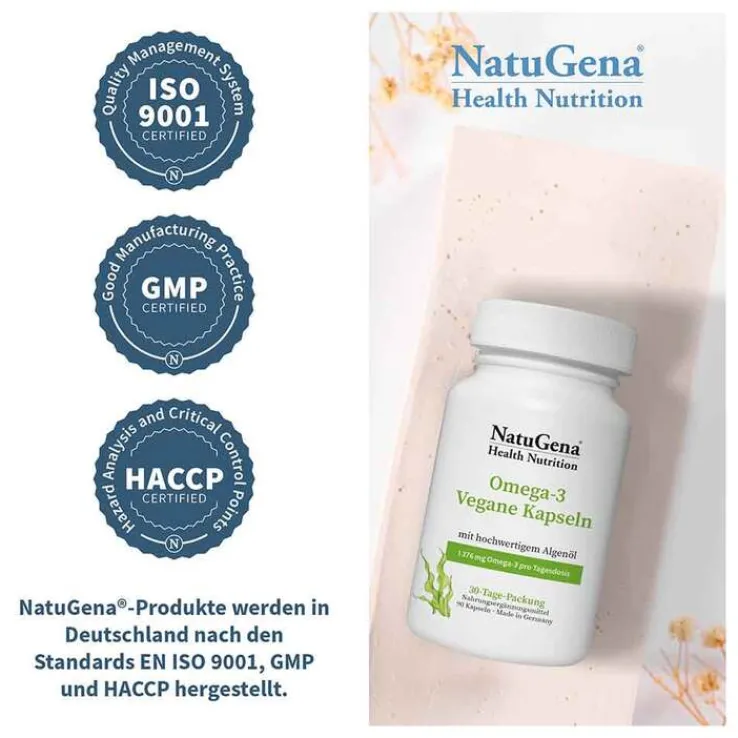 Omega-3 Vegan 1376mg 751 DHA 375 EPA Algenöl Kapseln , 90 St