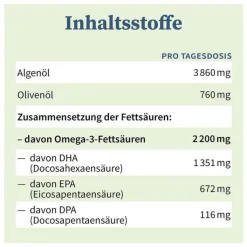 Omega-3 Vegan 2200mg mit 1351 DHA 672 EPA Algenöl Öl, 100 ml