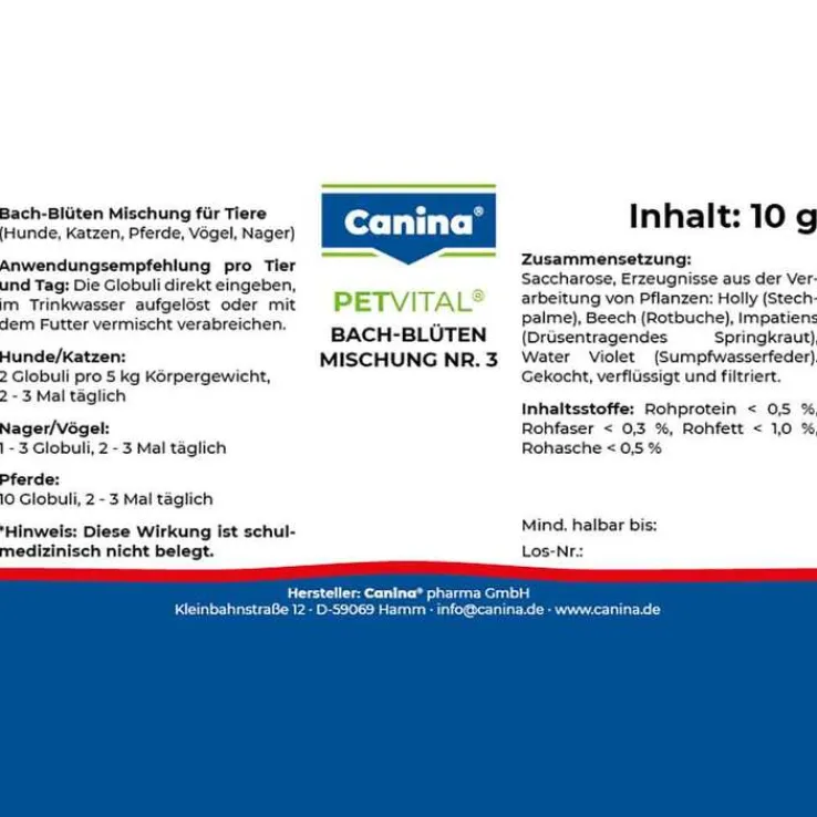 Petvital Bachblüten Nr.3 Globuli vet. (für Tiere), 10 g