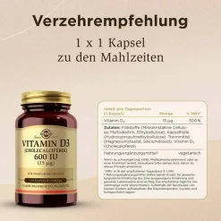 Solgar Vitamin D3 600 I.E. Kapseln, 120 St