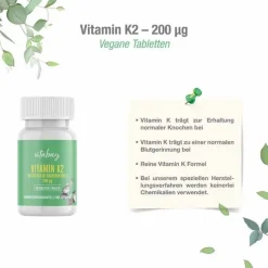 Vitamin K2 200 µg MK-7 vegan hochdosiert Tabletten, 90 St