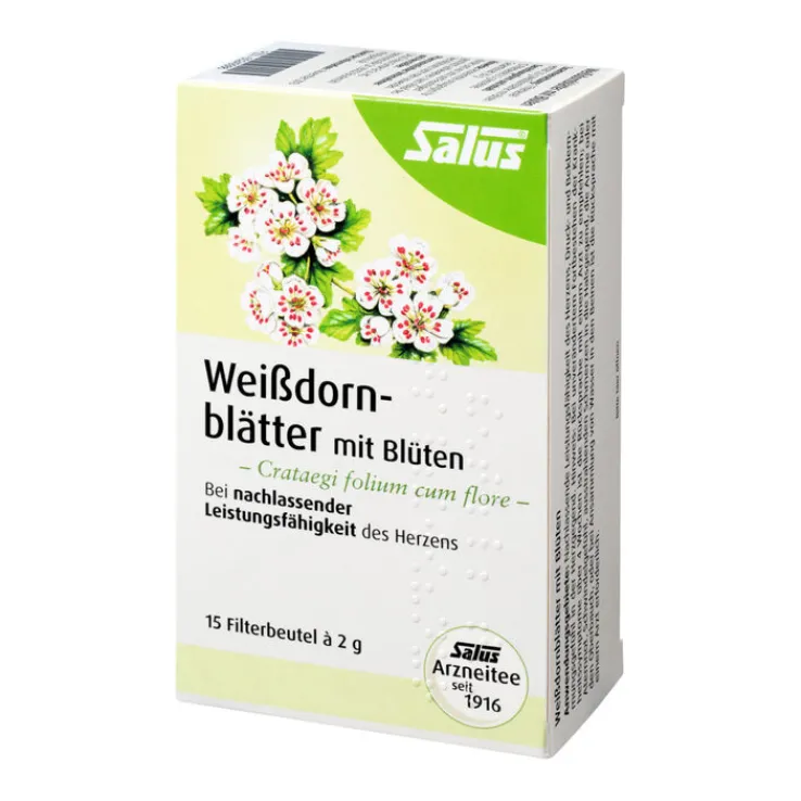 Weissdornblätter mit Blüten Arzneitee bio Salus, 15 St