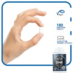 Zink 25 mg hochdosiert vegan Tabletten, 180 St